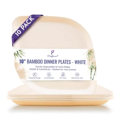 eco friendly fancy disposable plates, bamboo plates, white plates