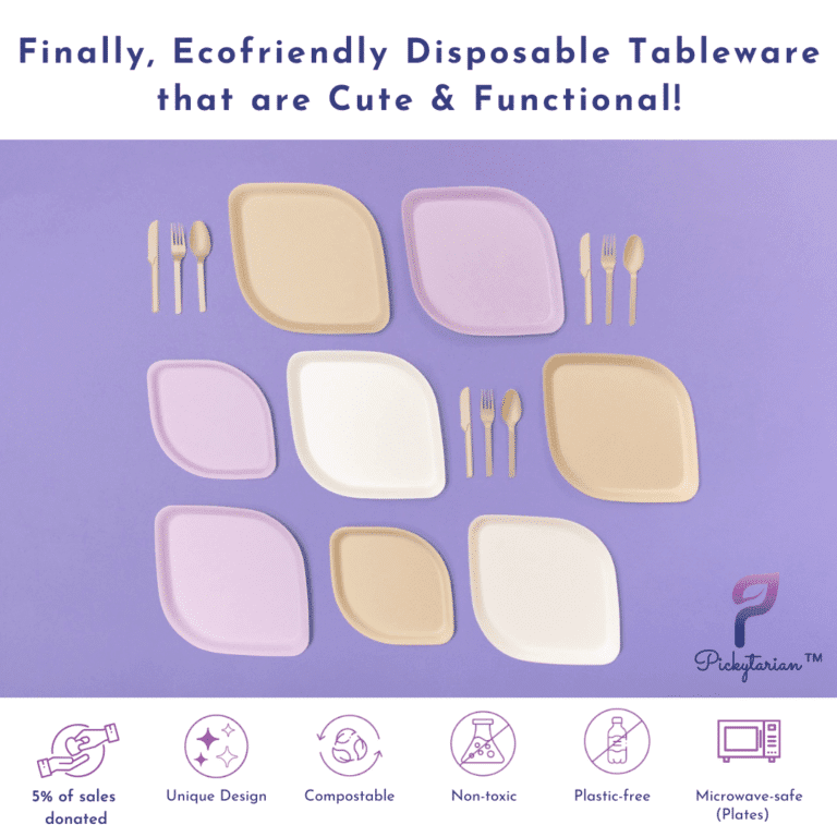 Pickytarian Cute & Functional Bamboo Disposable Tableware