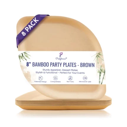 bamboo party plates; brown