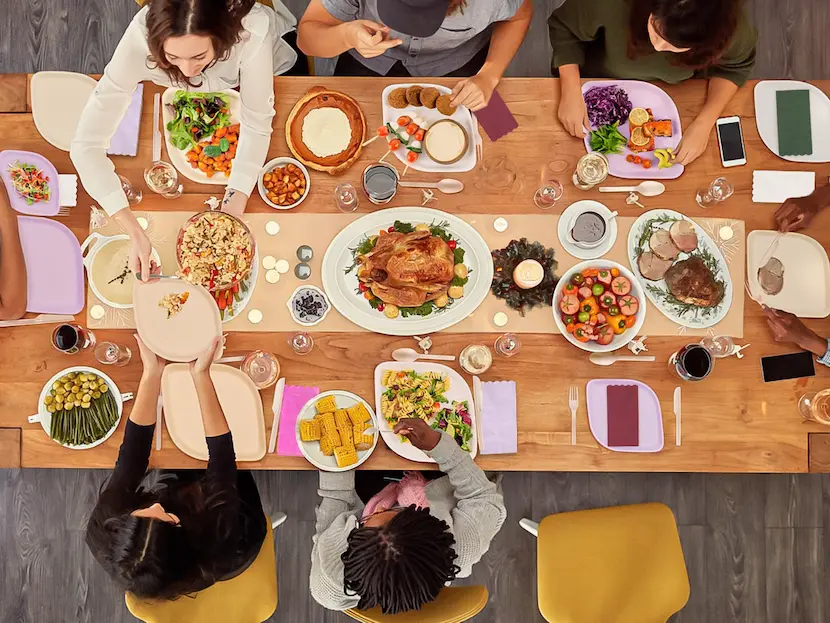 Hero image of dining table with Pickytarian napkins