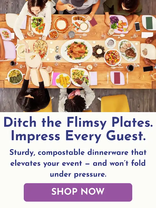 Ditch the flimsy plates and impress every guest with these fancy disposable eco plates.