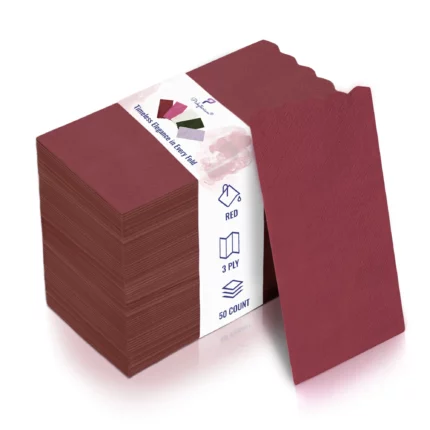 Elegant maroon 3-ply napkins, 50 count pack, perfect for refined gatherings, celebrations, or everyday dining.