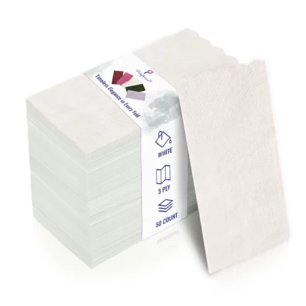 Classic 3-ply white dinner napkin with textured pattern, 16 inch party napkin in pure white