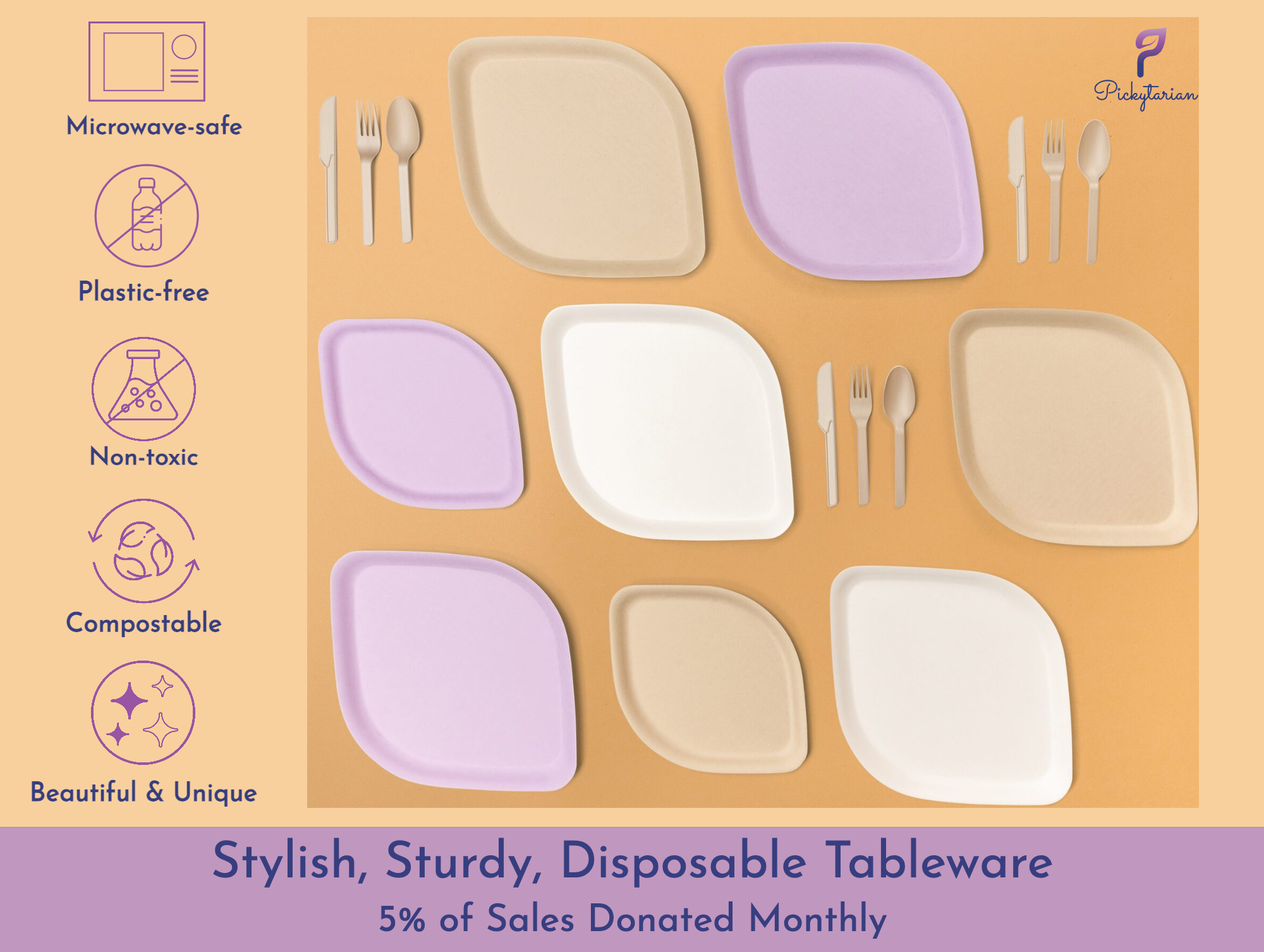 Stylish Sturdy Disposable Tableware by Pickytarian